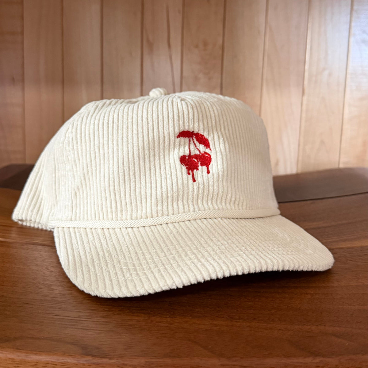 Cherry Drip Corduroy Rope Hat